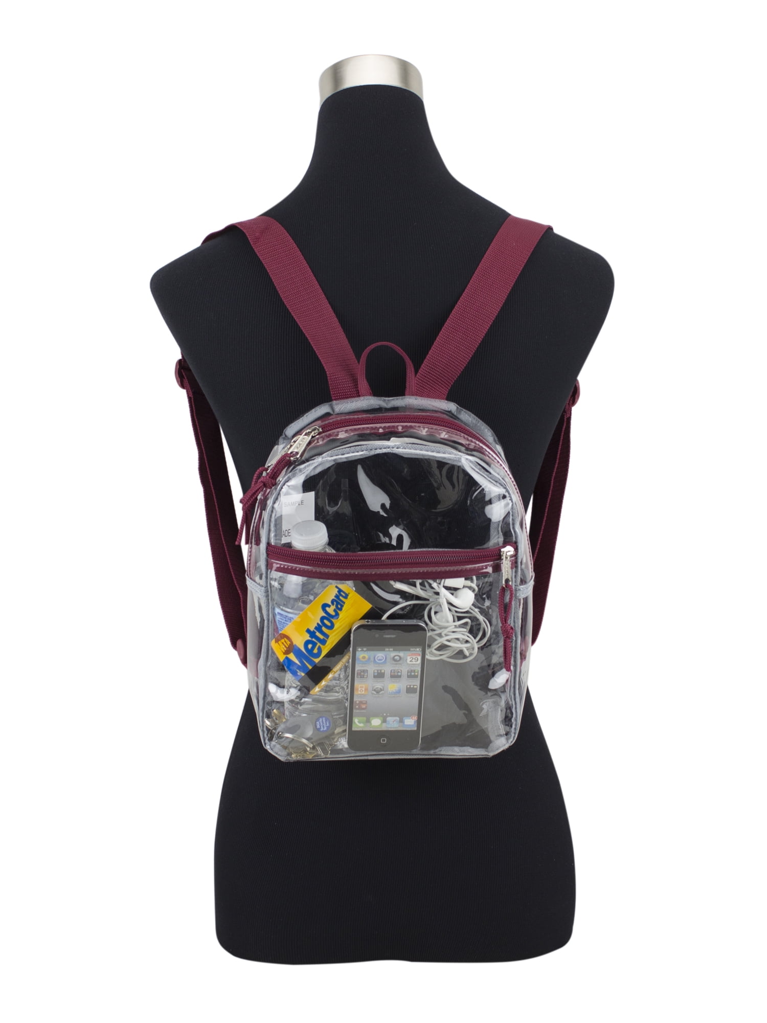 Eastsport Unisex Clear Mini Backpack, Burgundy