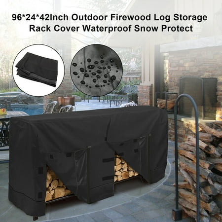 

96*24*42Inch Outdoor Firewood Log Storage Rack Cover Waterproof Snow Protect