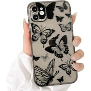Compatible for iPhone 11 Case Cute Clear Black Butterfly Pattern for Girls Women Soft TPU Shockproof Protective Phone Cover - Butterfly