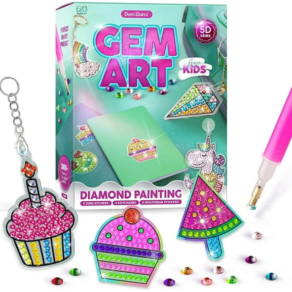 Dan&Darci Gem Art, Kids Diamond Painting Kit - Big 5D Gems - Arts and Crafts for Kids, Girls and Boys Ages 6-12 - Gem Painting Kits - Best Tween Gift Ideas for Girls Crafts Age 4-12