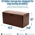 thumbnail image 3 of 73 Gallon Lockable Outdoor Storage Bin, UV-Resistant Resin Container for Patio, Poolside, Garden in Brown, 3 of 9