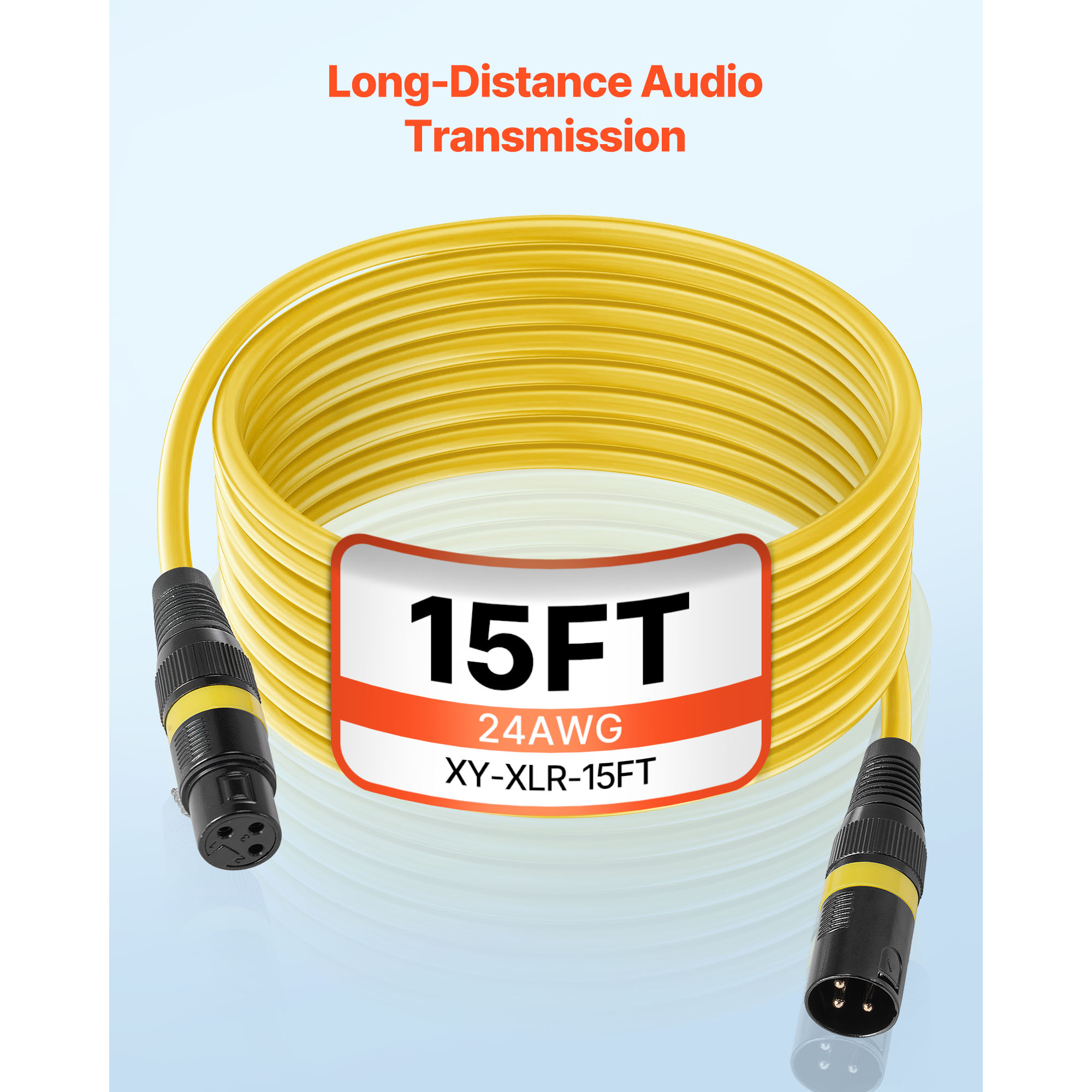 KFFKFF 15 ft XLR Cable, 6-Pack, Balanced Shielded 3-Pin Male to Female Mic Cables with Gold-Plated Connectors, Ideal for Stage Lighting, Microphones, Amplifiers, Mixers, and Speaker Systems