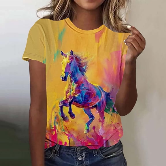 LiMoi Womens Shirt Short Sleeve Floral T Shirts for Women Trendy Plus Size Graphic T Shirts Loose Fit Oversized Tee Shirts New & Trending