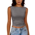 thumbnail image 7 of Lumtrix Tank Tops For Women Ribbed Boat Neck Slim Fitted Ruched Basic Sleeveless Shirts 2026 Summer Clothes Navy S, 7 of 7
