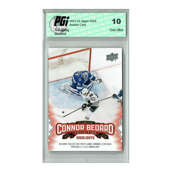 2023 Upper Deck Connor Bedard Collection #23 1st Game Winner Rookie Card PGI 10