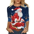 thumbnail image 2 of Xdegoge Christmas Tops Women 3/4 Sleeve Santa Snowman Vacation Shirts Casual Holiday Funny Cute Top Trendy Vintage Crew Neck Blouse Winter Loose Shirt 2025, 2 of 7