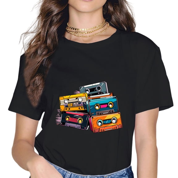 Vintage Audio Cassette T-Shirt 80s 90s Retro