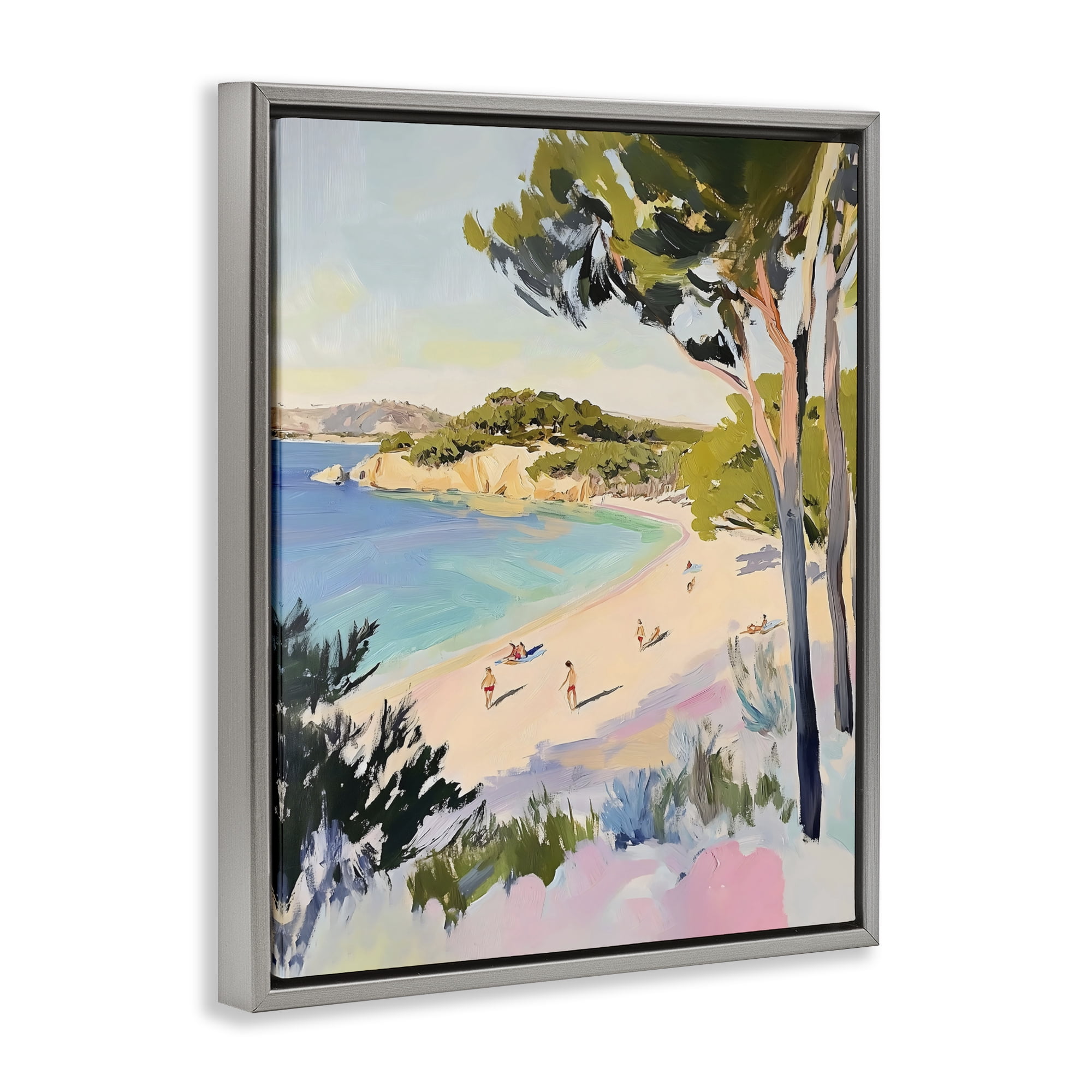 Stupell Industries Amalfi Coast Beach Escape Gray Framed Floater Canvas Wall Art, design by The Prints Vibe