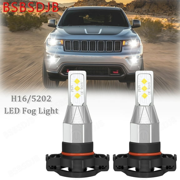 For Jeep Wrangler 2010-2020 2021 LED Fog Light Bulbs 6000K White Kit H16/5202