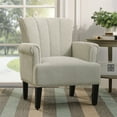 thumbnail image 2 of Accent Chair, Modern Rivet Tufted Polyester Armchair with Solid Wood Legs, Wingback Reading Chair Lounge Chair with High Back, Comfy Single Sofa Chair for Living Room Bedroom, 2 of 7