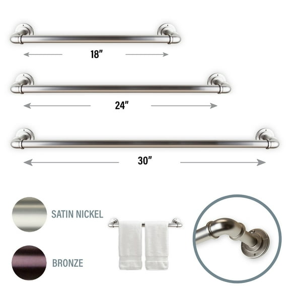 Industrial Pipe Design 18" Towel Rack - Satin Nickel