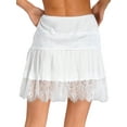 thumbnail image 2 of Yartina Womens Y2k Lace Mini Skirt Sexy Pleated Ruffle Lace Trim Layered Flowy Short Skirts White XXL, 2 of 7