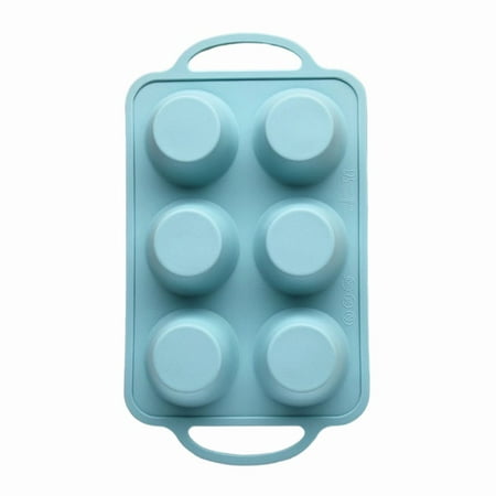 

HLONK 6 Grid Silicone Muffin Cupcake Baking Mold Non Stick Microwave Mold Tray Nordic Grey