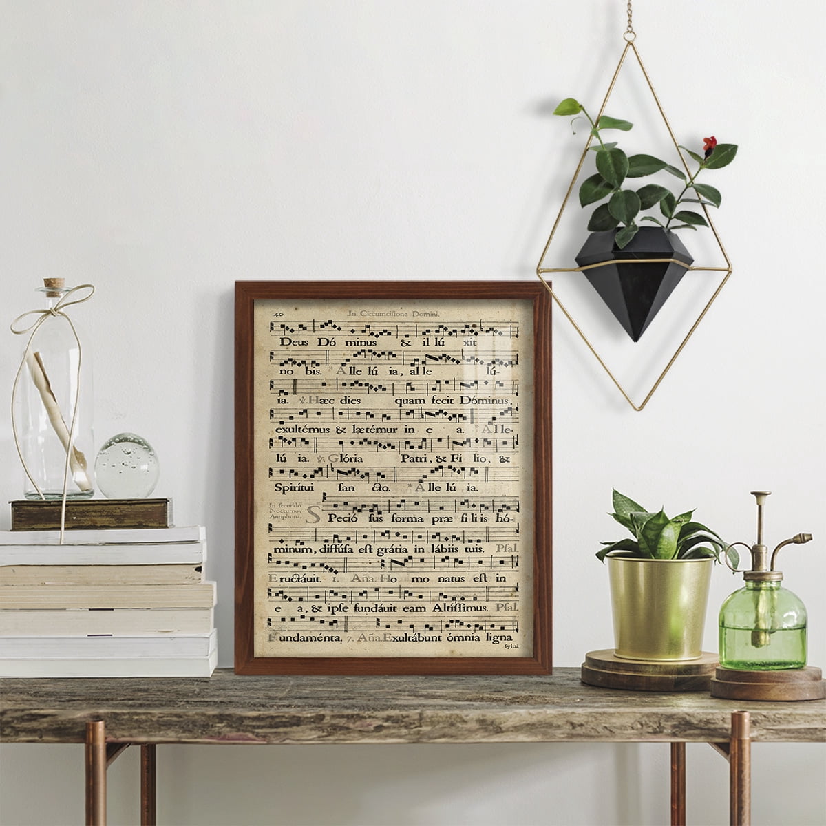 Vellum Songbook II -Framed Print w/glass-Chestnut