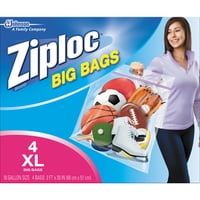 Ziploc Pinch and Seal Big Storage Bags, XL, 10 Gallon, 4 Count