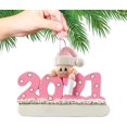 thumbnail image 3 of 2 EmbalarDIY decoraciones de muñecas de Navidad colgante cartel, árbol de Navidad fiesta producto familiar personalizado decoraciones familiares regalo para amigos familia (2021 rosa), 3 of 5
