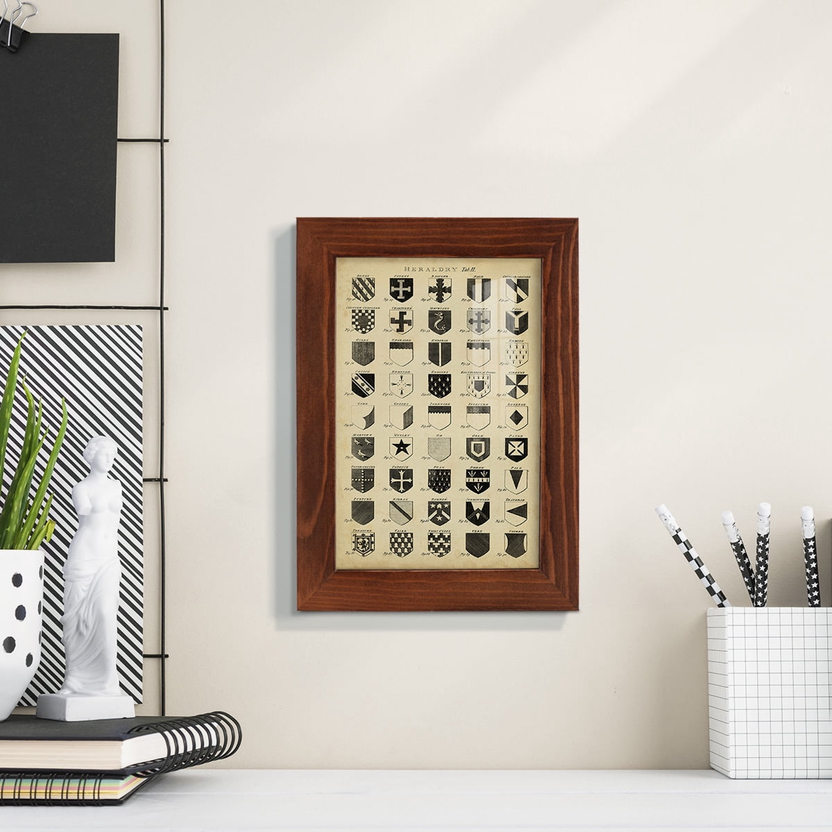 Vintage Heraldry II -Framed Print w/glass-Chestnut