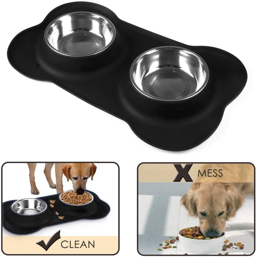 HKEEY Dog Bowls, Double Dog and Cat Bowls with Anti-Overflow and