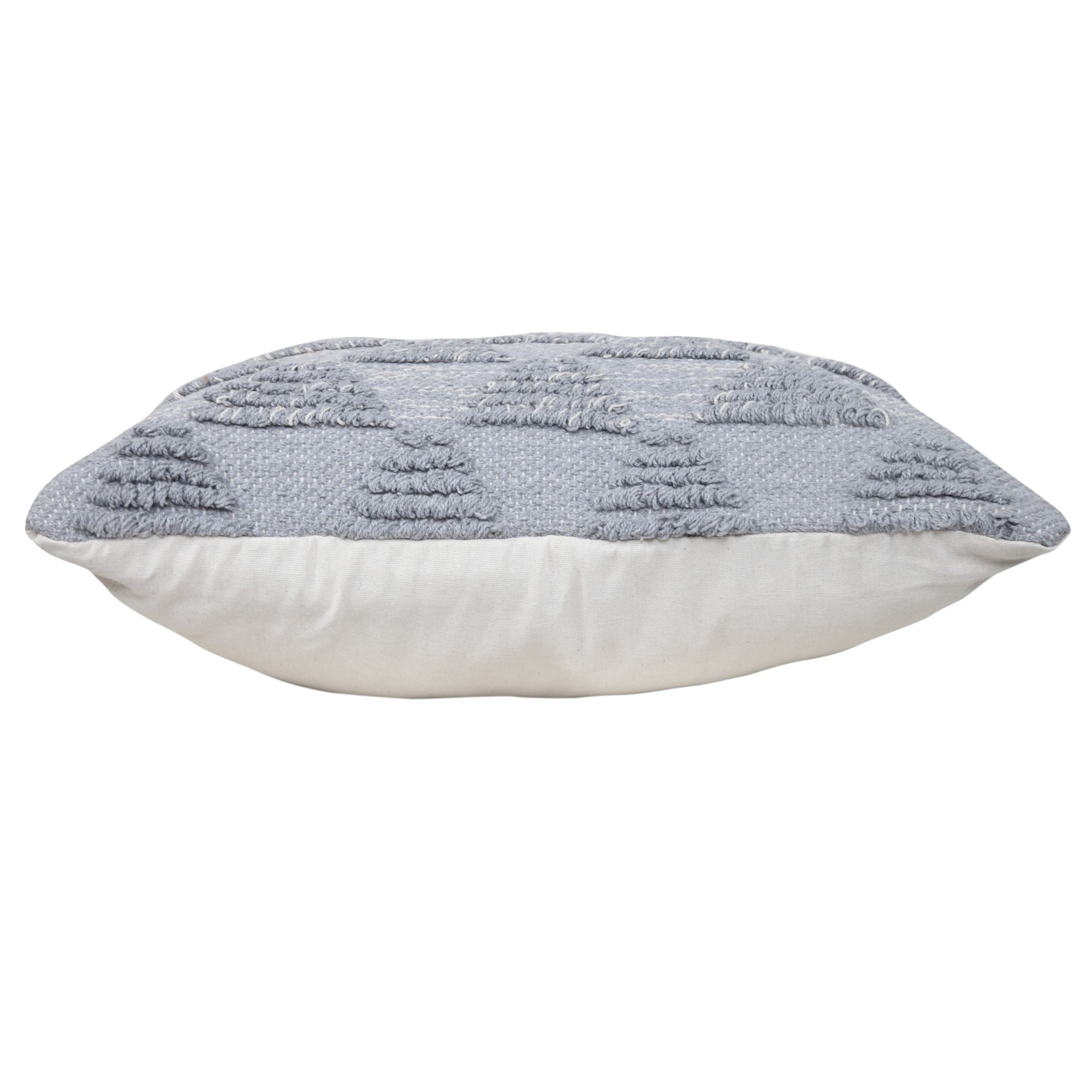 Laddha Home Designs Handwoven Embroidered Cotton Throw Pillow Cover - 20" - Gray and White