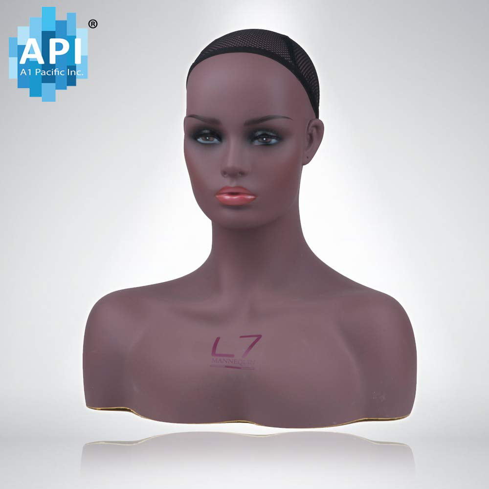 African American Adult Female Plastic Realistic Mannequin Head Bust Display 