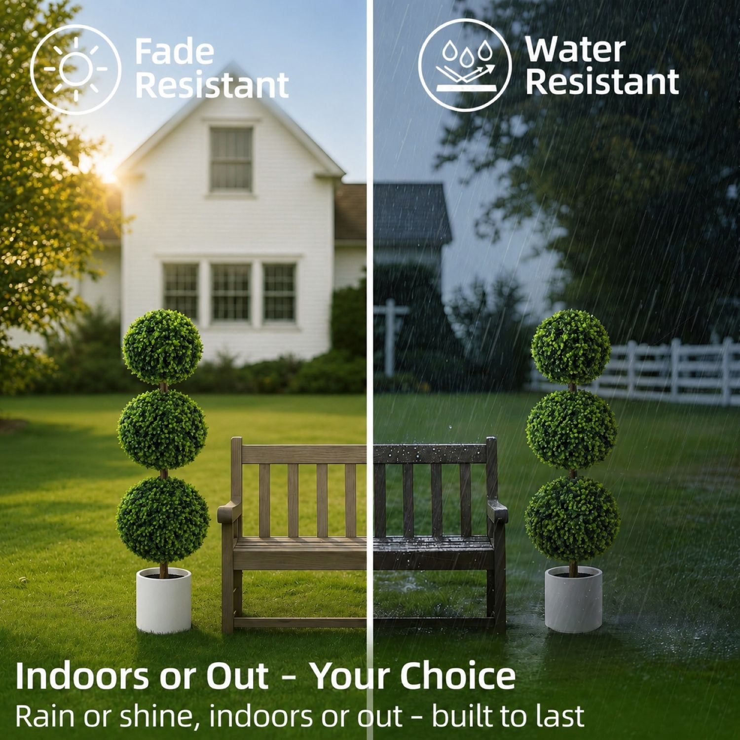 Easy4Home 4FT Artificial Triple Ball Boxwood Topiary Tree Potted Faux Floor Plant – Ready to Display