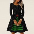 thumbnail image 6 of Women's Casual Fashion Long Sleeve Christmas Graphic Printed Vintage Dress with Round Neck for Retro Style and Holiday Occasions, Perfect for Women's Everyday Fashion,Dark Green,M, 6 of 6