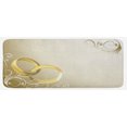 thumbnail image 1 of Wedding Kitchen Mat, 2 Wedding Rings Entangled Swirled Floral Framework Romantic Celebration, Plush Decorative Kitchen Mat with Non Slip Backing, 47" X 19", Yellow Sepia Coconut, by Ambesonne, 1 of 1