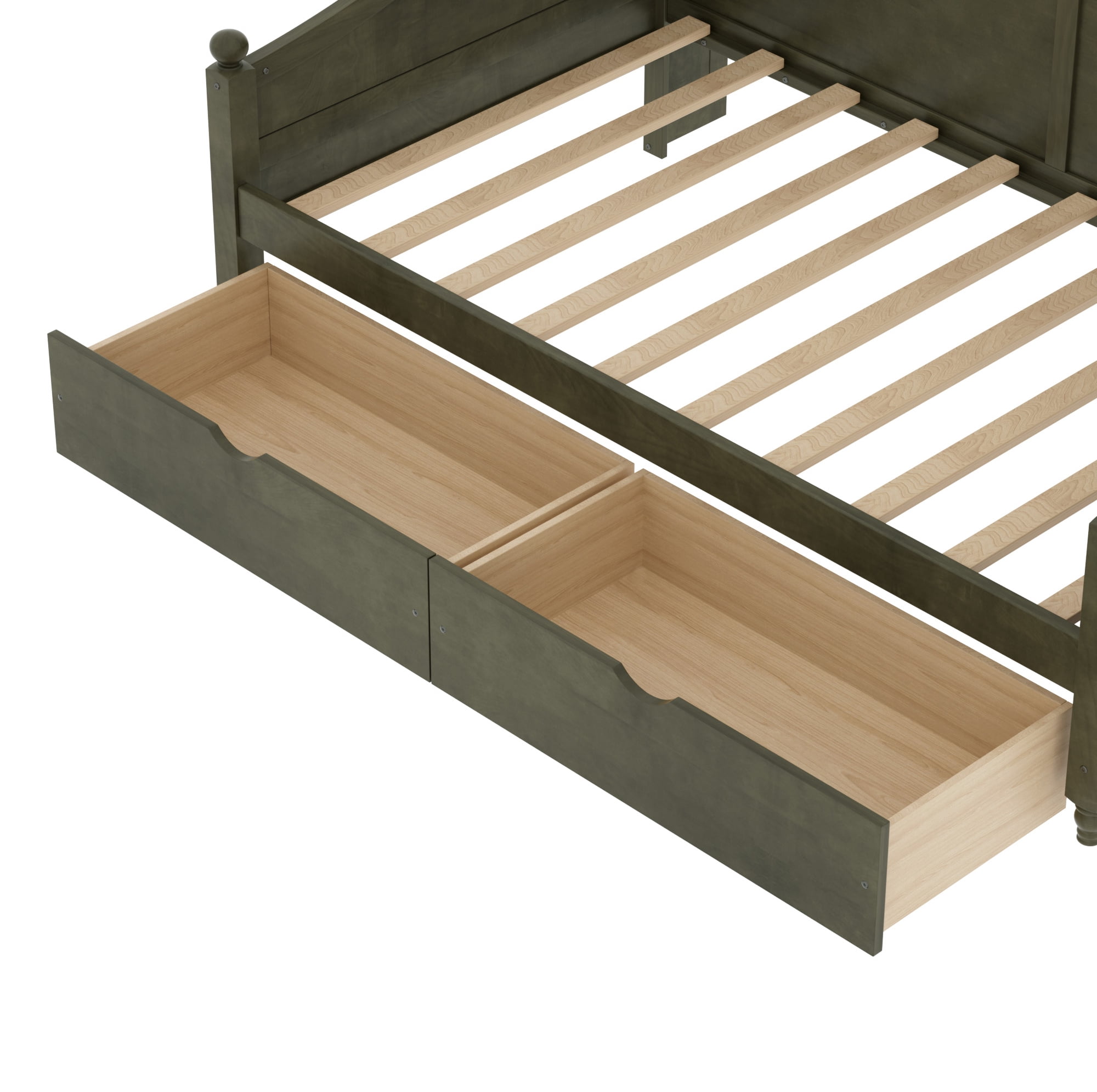 Euroco Wood Twin Size Daybed with Drawers, Captain Bed with Shelves, Antique Grey
