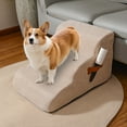 thumbnail image 2 of Dog Stairs for Small Dogs & Cats - 15.7" High Curved Pet Steps with Non- Cover - High Density Foam Ramp for Couch, Bed & Sofa - for Puppies & Senior Pets (15.7x22.4x15.7 inch), 2 of 4