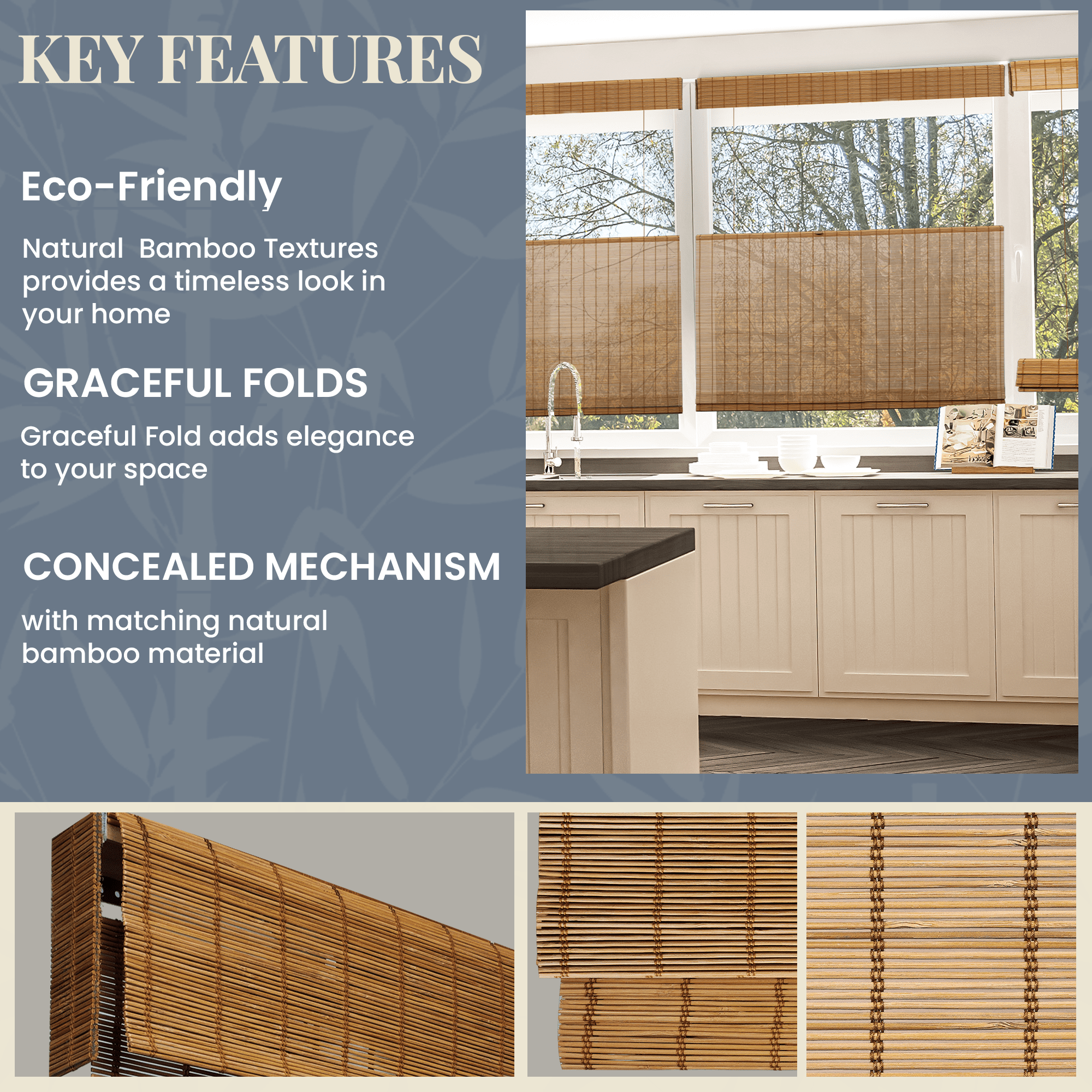 Natural Woven Top Down Bottom Up Cordless Bamboo Roman Shades for Windows, 21.5 in. W x 72 in. L, Butternut