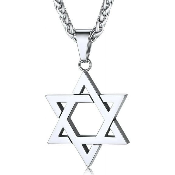 ChainsHouse Star of David Necklace for Men Women Stainless Steel/Gold Plated/Black with Cross/Dog Tag Pendant Classic Jewish Isael Necklaces Jewelry Gift