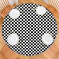 thumbnail image 2 of Black and White Small Checkered Pattern Round Fitted Tablecloth with Elastic Edge,Dining Table Cover Waterproof,Outdoor Round Tablecloth for Camping,Dining,Indoor and Outdoor, 2 of 7