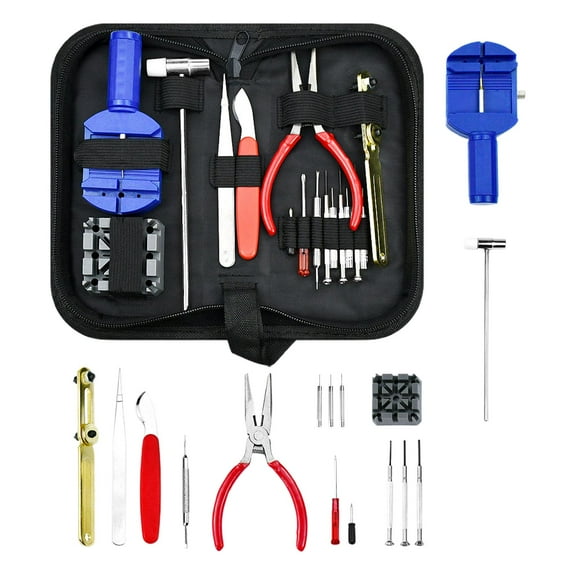 Watch Repair Tools, 16X Battery Replacement Link Removal Tools for Watch, Hammer Watch Setter Tweezers Watch Case Opener Tools for Repair Shop, Traveling