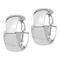 thumbnail image 2 of 14K White Gold Plated High Polished 10mm Omega Back Hoop Earrings, 2 of 7
