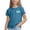 Blue, variant on Girl's Lettuce Hem T Shirts Crewneck Short Sleeve Ribbed Knit Blouse With Bow Graphic Summer Cute Soft Loose Tops Black 2 Years