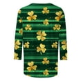 thumbnail image 6 of SELONE St. Patricks Day Tops for Women with 3/4 Sleeve Crewneck Shirt Stripes Pullover Festival Outerwear Green 2XL, 6 of 7