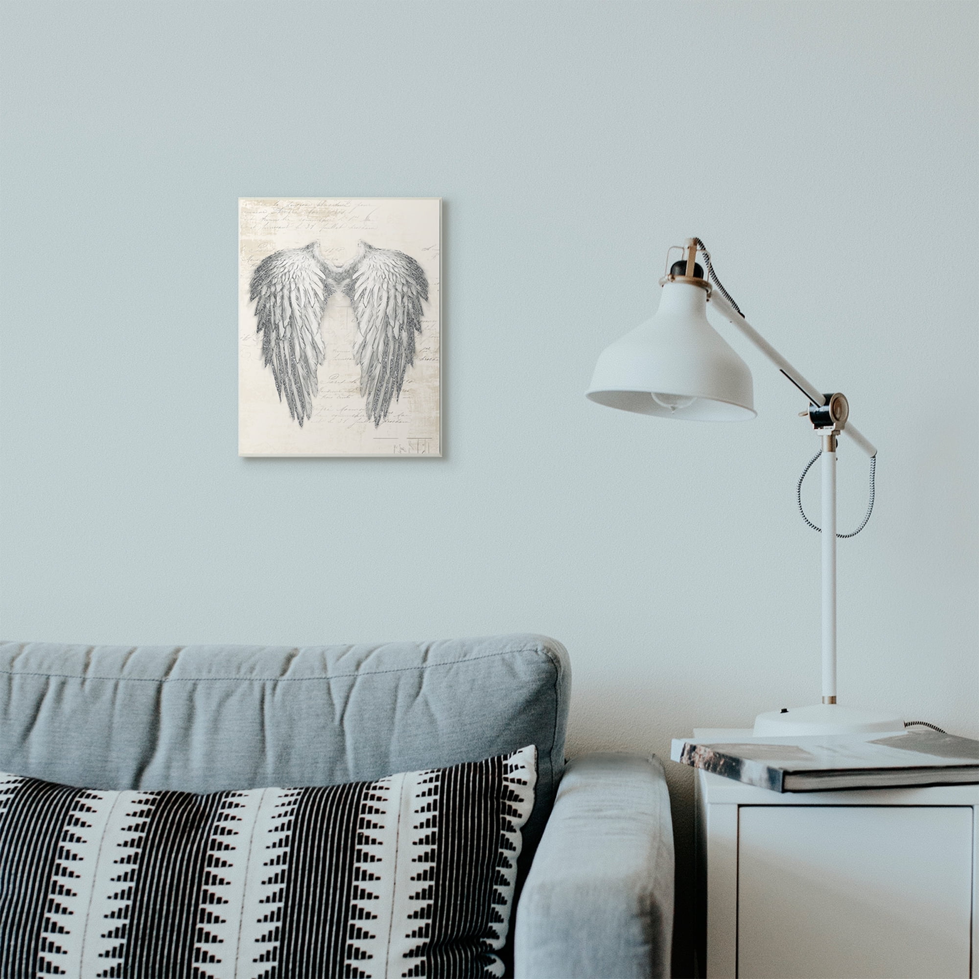 Heavenly Wings Silver Parchment Design 10 in x 15 in Framed Painting Art Print, by Stupell Home Décor