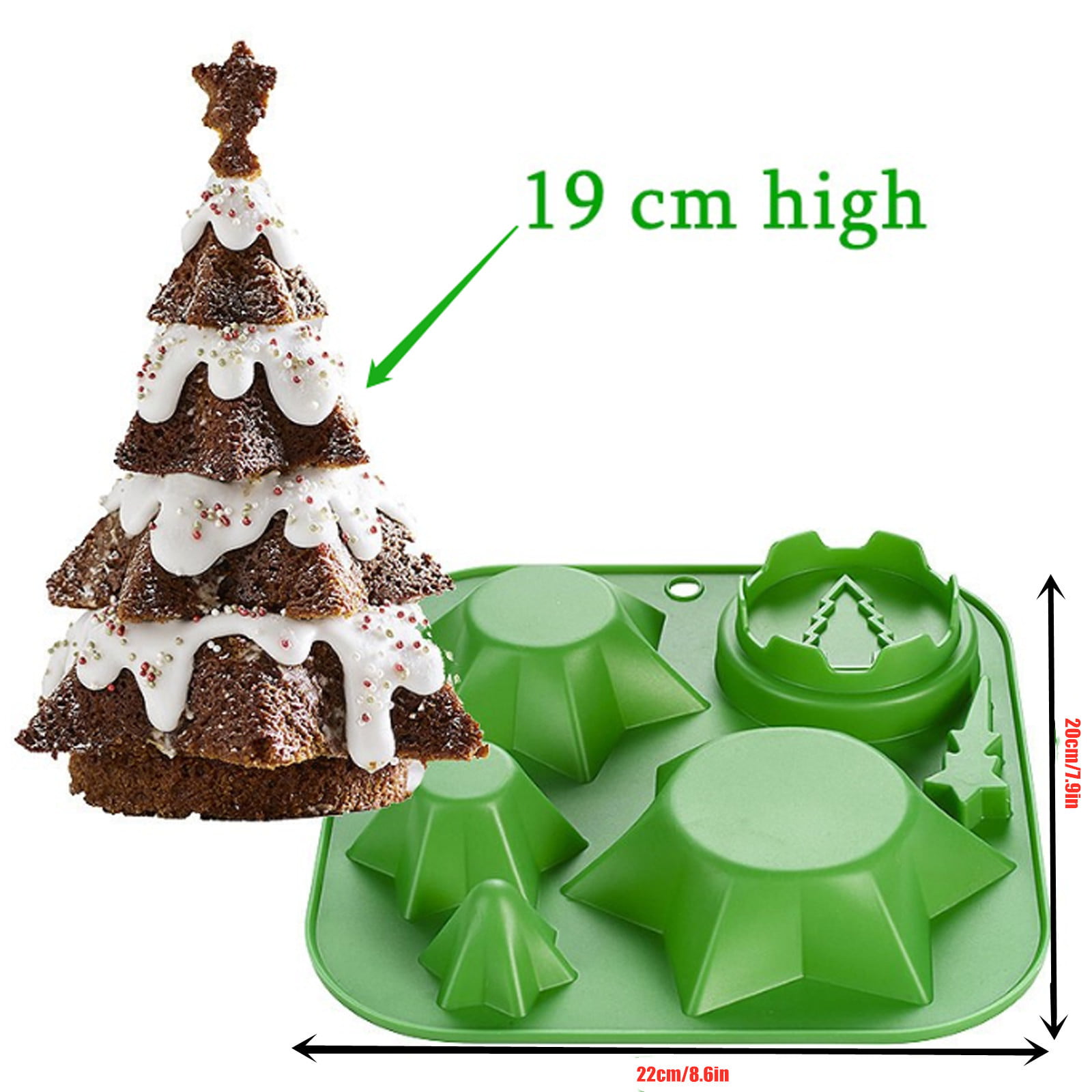 Multi-Layered 3D Christmas Tree Cake Mould DIY Christmas Silicone Cake Mould Ice Cubes Tray Jelly Wax Mould for Christmas New Year Parties Baking Supplies