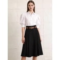 thumbnail image 2 of Women'S High Waist A-Line Skirt Flared Midi Skirt Vinage Skirt with Belt Black XL, 2 of 7