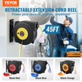 thumbnail image 2 of Carrete de cable de extensión retráctil VEVOR de 45 pies con triple toma, 2 of 9