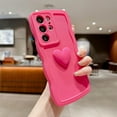 thumbnail image 2 of for Samsung Galaxy S21 Ultra Case for Women, Cute Kawaii 3D Love Heart Solid Color Curly Wavy Camera Lens Cover Shockproof Soft Silicone Phone Cover 6.8 Inch (Hot Pink), 2 of 12