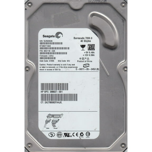 ST3402112AS, 5LR, WU, PN 9BD11B-020, FW 3.BHJ, Seagate 40GB SATA 3.5 Hard Drive