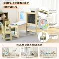 thumbnail image 2 of Kids Easel & Art Table Set with 2 Chairs, Wooden Art Center - Double-Sided Blackboard & Whiteboard, Built-in Paper Roll & Storage, Toddler Activity Table for Drawing, Crafts & Writing, 2 of 7