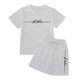 thumbnail image 7 of XIYON Girls Clothing Sets Casual Unisex Letter Print Top And Shorts For Kids Cozy Loose Fit Outfit Everyday Wear Street Style For Boys Girls Comfortable Kids Clothing, 7 of 7
