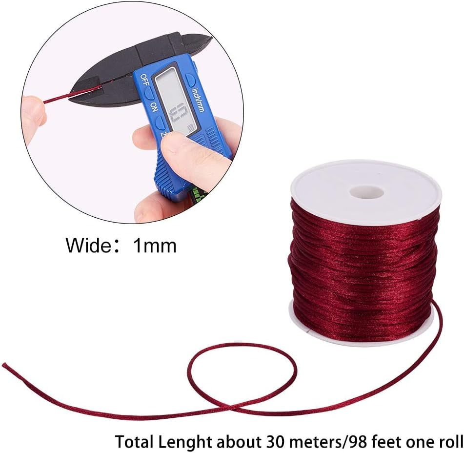 20 Colors 650 Yard Rattail Nylon Cord 1mm Chinese Knotting Cord Shamballa Macrame Thread Beading String for DIY Jewellery Making Kumihimo Friendship Bracelets Sewing