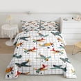 thumbnail image 2 of Manfei Orange Green Airplane Bedding Comforter Set 2pcs, Gray Plaid Twin Comforter Sets, Aircraft Transportation Theme Bedding Set, Luxury Bedroom Decor, 2 of 8
