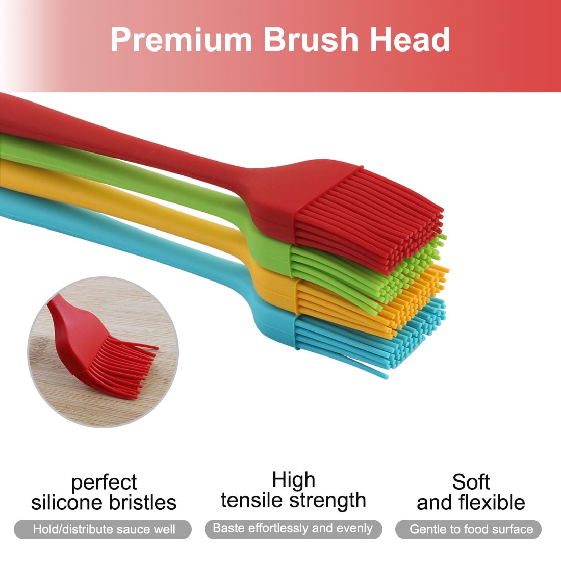 Unique Bargains 4 Pcs Silicone Brushes Heat Resistant Non-Stick Kitchen Cooking Essential