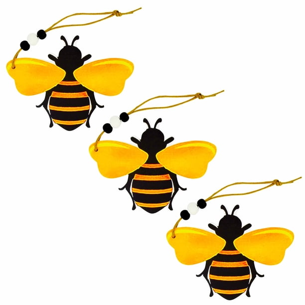 Adornos de abeja, adornos de madera con recortes de abejas para árbol, bandeja para árbol, corona, Festival de Navidad, letrero de abeja, manualidades para el hogar, 3 uds.