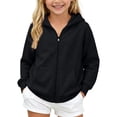 thumbnail image 2 of Resicozy Hoodies for Girls Cute Zip Up Fleece Hooded Sweatshirt for Kids,Teen Fashion Casual Sweatshirts with Pockets Black S, 2 of 6