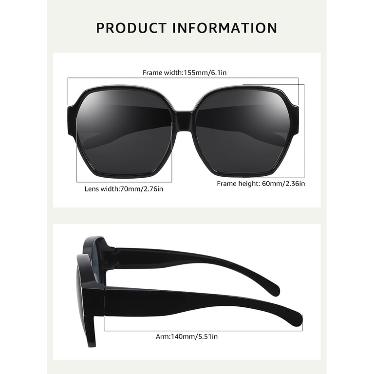 TINHAO Fit Over Square Polarized Sunglasses, Black photo 5
